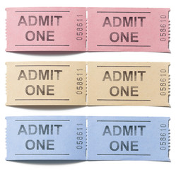 Wall Mural - colorful tickets admit one set isolated on white