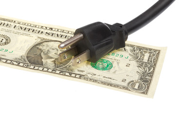 US power plug on a US Dollar bill