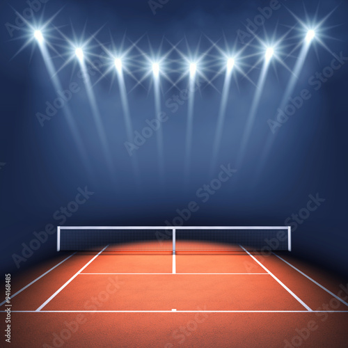 Fototapety Tenis  kort-tenisowy-oswietlony-punktowymi-reflektorami