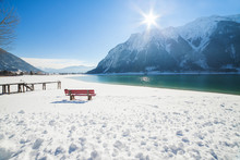 Winter Mountain Landscape On A Sunny Day. Achensee, Austria, Tirol