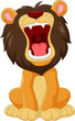 Cartoon happy lion roaring isolated on white background