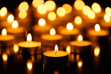 Many Burning Candles With Shallow Depth Of Field
