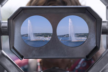 View With Some Binoculars Geneve Jet Deau In Switzerland