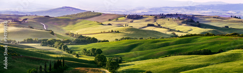 Obraz w ramie Beautiful and miraculous colors of green spring panorama landsca