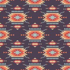 Wall Mural - Vector seamless decorative ethnic pattern. American indian motifs. Background with aztec tribal ornament.