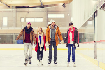 Poster - happy friends on skating rink