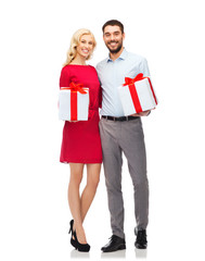 Wall Mural - happy couple with gift boxes