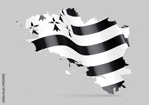 Fotomural Drapeau breton 3d carte Bretagne
