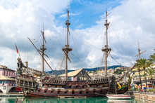 Old Wooden Ship In Genoa, Italy