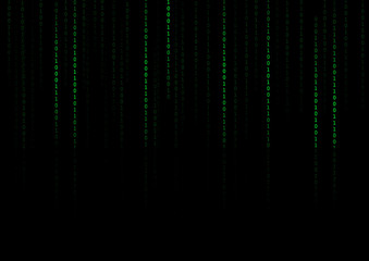 Wall Mural - Vector : Green binary number on black background