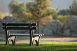 An empty bench at the park.