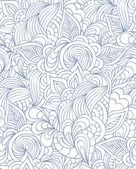 Wall Mural - pattern with abstract flowers,leaves and lines.