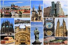 Colorful Collage Of Landmarks Of Prague