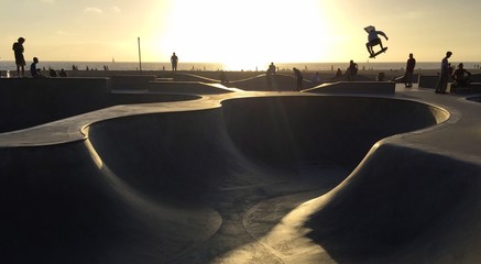 Skateboarding in Venice Beach