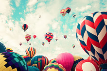 Vintage Hot Air Balloons In Flight