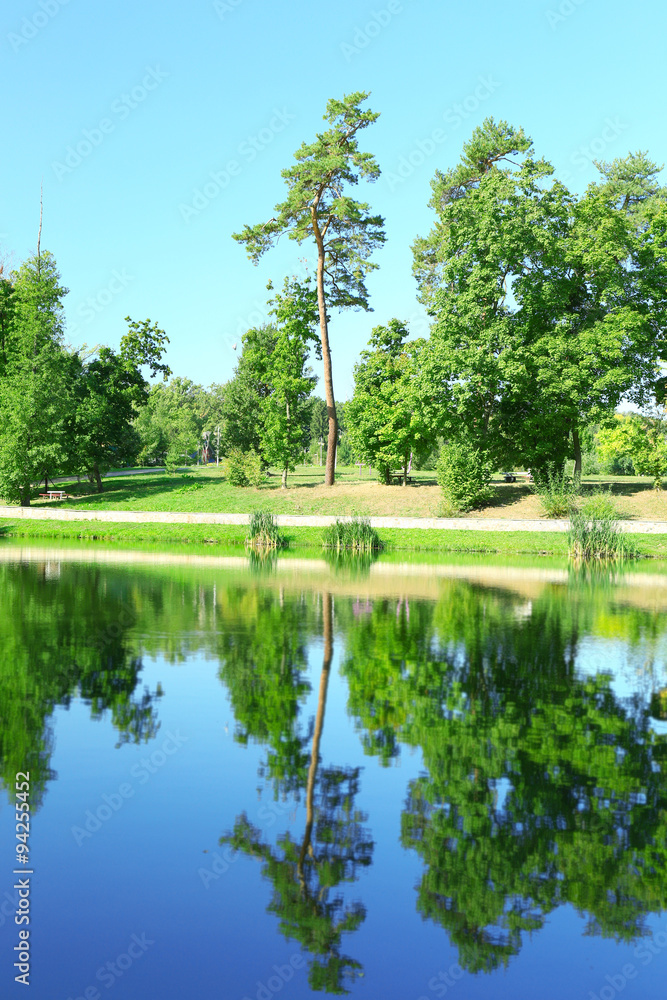 Lake in park Feofania. Kiev, Ukraine