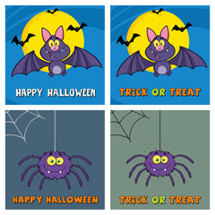 Wall Mural - Four Halloween Greeting Cards. Collection Set