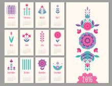 Floral Mini Calendar 2016