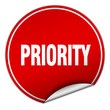 priority round red sticker isolated on white