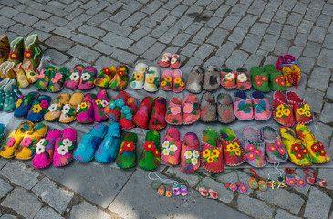 Sticker - wool slippers in Sighnaghi town, Kakheti region, Georgia