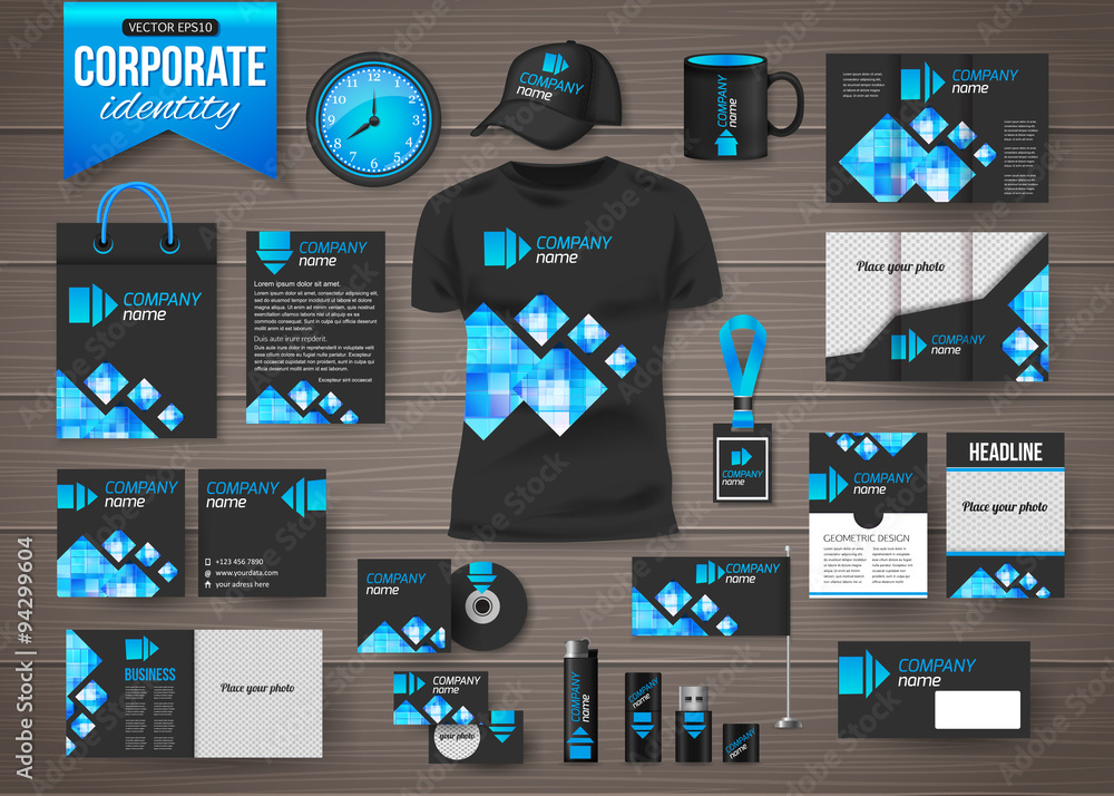 Corporate identity business photorealistic design template over - obrazy, fototapety, plakaty 