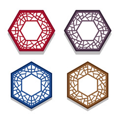 Poster - set of traditional chinese hexagon window frame