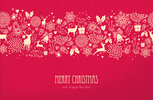 Merry Christmas Happy New Year Card Pattern Deer