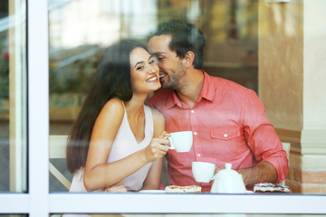 Young couple in cafe