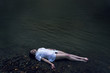 dead girl lying on the rock