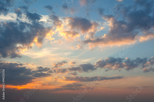 Nowoczesny obraz na płótnie Amazing Panoramic Background of Real Sunrise Sky