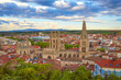 Burgos aerial view skyline sunset with Cathedral