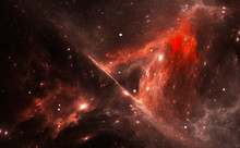 Red Nebula In Deep Space