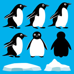 Sticker - Vector set. Penguins.