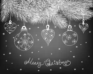 Wall Mural - Hand drawn Christmas baubles