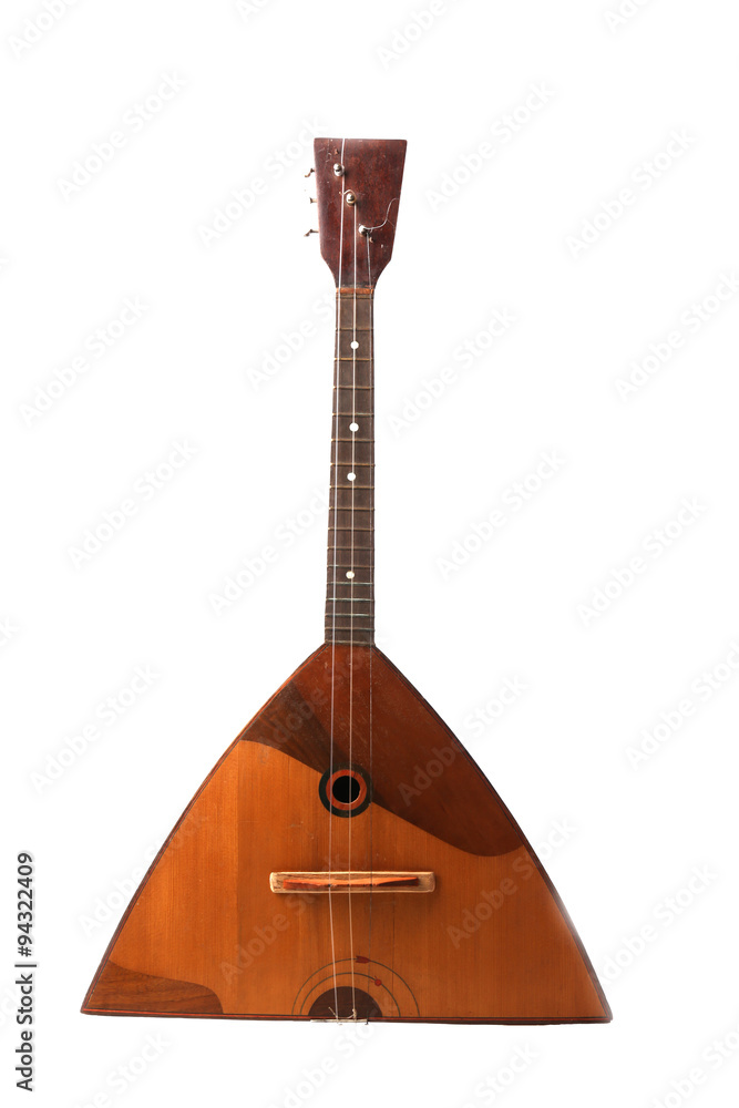 Folk musical instrument balalaika isolated on white