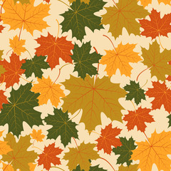 vector seamless with autumn maple leaves
