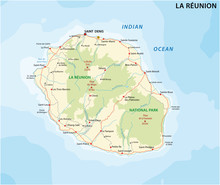 La Reunion Road And National Park Map
