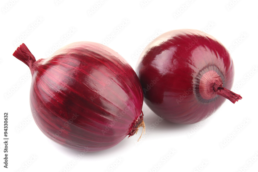 Red onions isolated on white