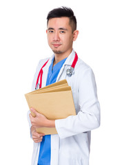 Canvas Print - Male doctor hold with folder