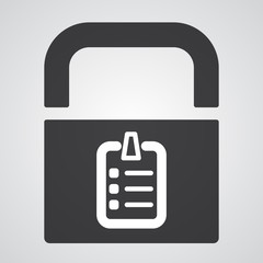 Wall Mural - White Checklist icon on black pad lock