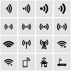 Sticker - Vector black wireless icon set