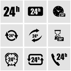 Sticker - Vector black 24 hours icon set