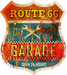retro route 66 garage sign, vector