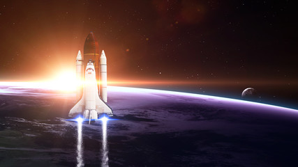 Wall Mural - space shuttle leaving earth - elements of this image furnished by nasa