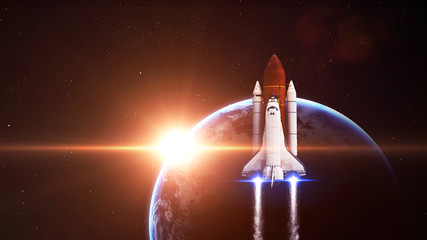 Wall Mural - space shuttle leaving earth - elements of this image furnished by nasa