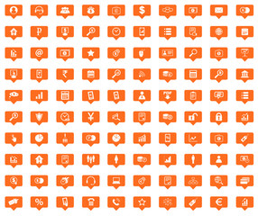 Poster - B2B orange message icons set