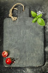 vintage cutting board and fresh ingredients