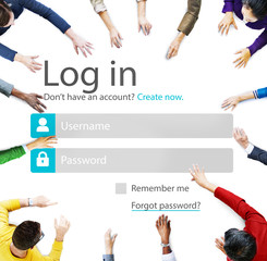 Wall Mural - Casual People Account LogIn Security Protection Concept