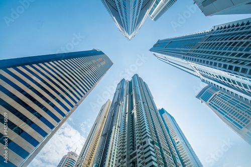 Obraz w ramie Tall Dubai Marina skyscrapers in UAE