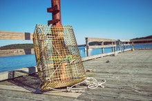 Lobster Traps At A Fishing Pier In New England